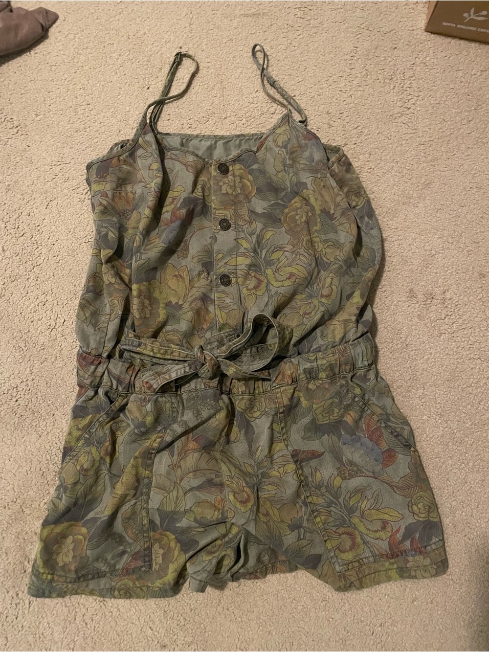 Pam & Gela Olive Floral Tie-Waist Romper